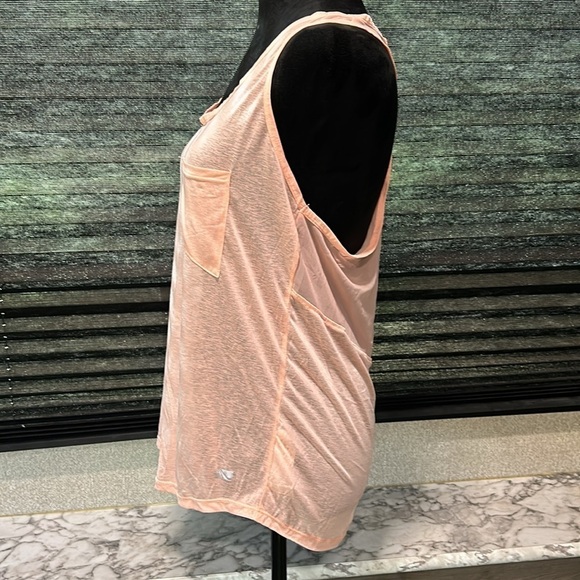Marika Women’s Peach Sheer‎ Front Mesh Back Racerback Athletic Tank Top Medium - Picture 2 of 8